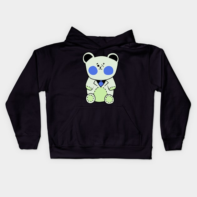 Green Teddy Bear Kids Hoodie by LaserPewPew